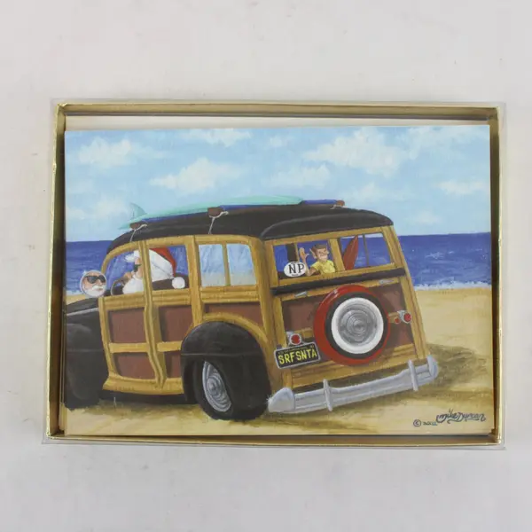 Surf'N Santa Santa's Vacation Sleigh 12 Cards Envelopes Mike Duncan