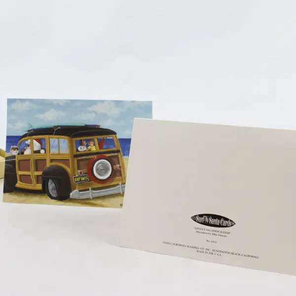 Surf'N Santa Santa's Vacation Sleigh 12 Cards Envelopes Mike Duncan