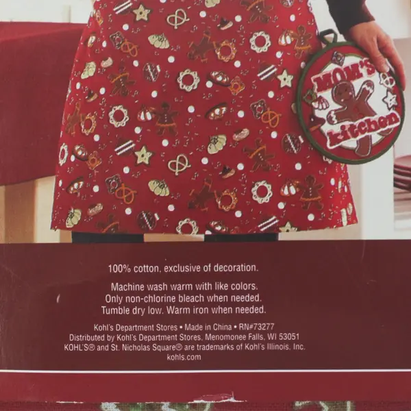 St. Nicholas Square Adult Apron & Pot Mitt Set Mom's Kitchen Gingerbread