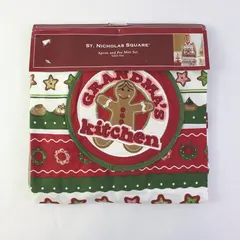 St. Nicholas Square Adult Apron Pot Mitt Set Grandma's Kitchen Gingerbread