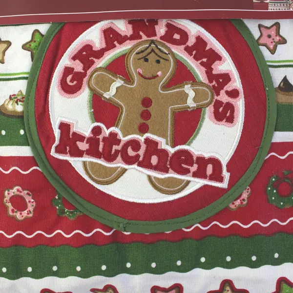St. Nicholas Square Adult Apron Pot Mitt Set Grandma's Kitchen Gingerbread