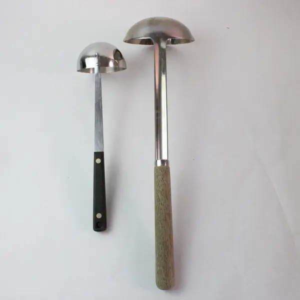 Lot of 2 Stainless Steel Wok Ladles 16in Stir Fry Utensils Wood/Black Handle 