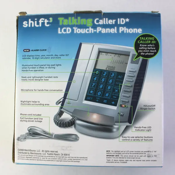 shift3 Talking Caller ID LCD Touch-Panel Corded Landline Phone Open Box
