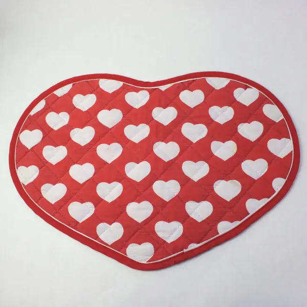 Set of 4 Heart Shaped Red Placemats w White Hearts