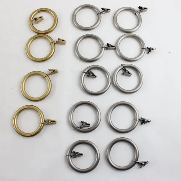 Lot of 14 Curtain Rings with Clips Gold & Silver Tone Stainless Steel