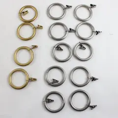 Lot of 14 Curtain Rings with Clips Gold & Silver Tone Stainless Steel