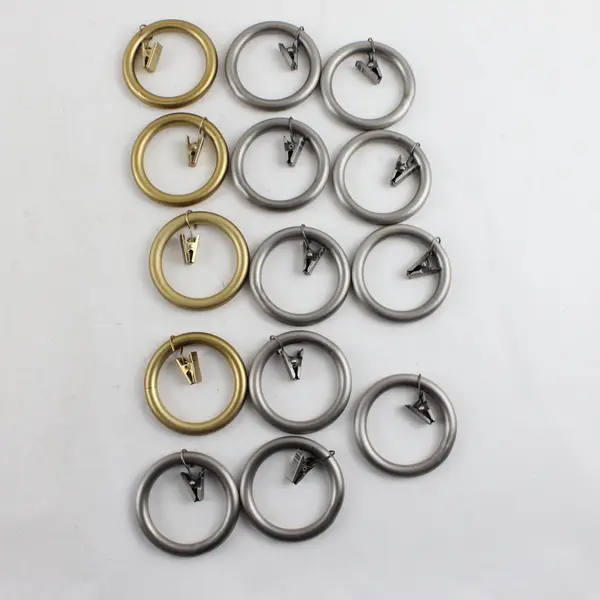 Lot of 14 Curtain Rings with Clips Gold & Silver Tone Stainless Steel