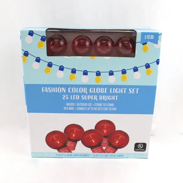 Rite Aid Fashion Color Globe 25 LED Red String Light Set