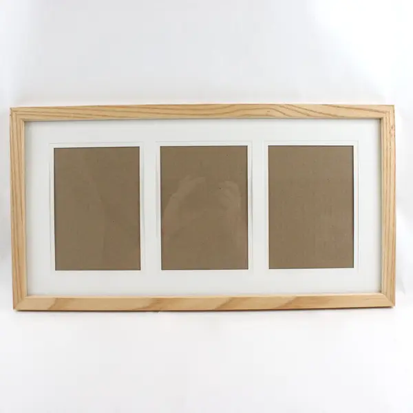 Light Wood 3-Photo Frame Display 5x7 Vertical Horizontal