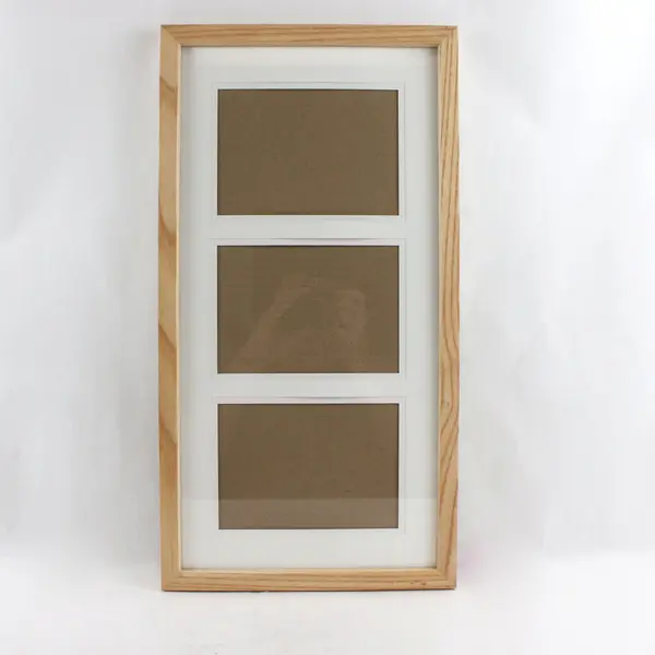 Light Wood 3-Photo Frame Display 5x7 Vertical Horizontal