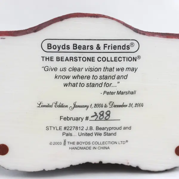 Boyds Bears J.B. Bearyproud & Pals United We Stand Figurine #227812 2003