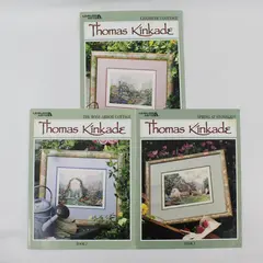 Leisure Arts Lot of 3 Vintage 1998 Thomas Kinkade Cross-Stitch Patterns #1 2 & 3