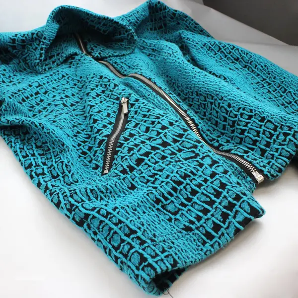 Erin London Teal and Black Zip-Up Jacket Women's XL