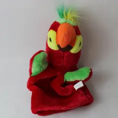 Vintage PlushPups Red Parrot Plush Puppet Hand Puppet