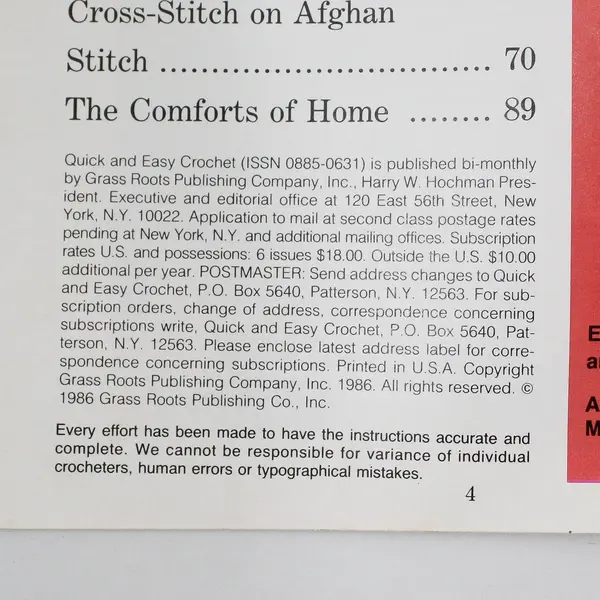 Vintage Quick & Easy Crochet Magazine Summer 1986 