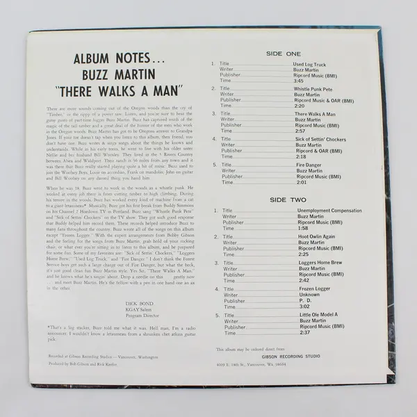 Buzz Martin Where There Walks a Logger There Walks a Man LP-001 Ripcord