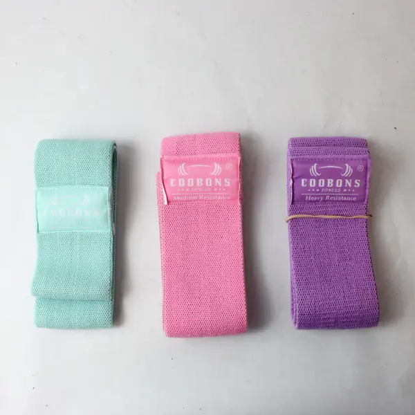 Lot of 3 Coobons Pastel Fabric Resistance Bands Non-Slip Grips Fitness Yoga