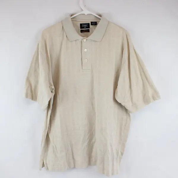 Haggar Golf Beige Knit Golf Polo Men's Large