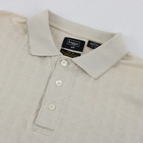 Haggar Golf Beige Knit Golf Polo Men's Large