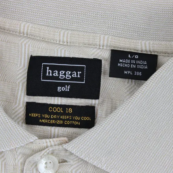Haggar Golf Beige Knit Golf Polo Men's Large