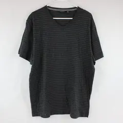 Claiborne Charcoal Gray Striped V-Neck Short Sleeve T-Shirt Men's Size XL