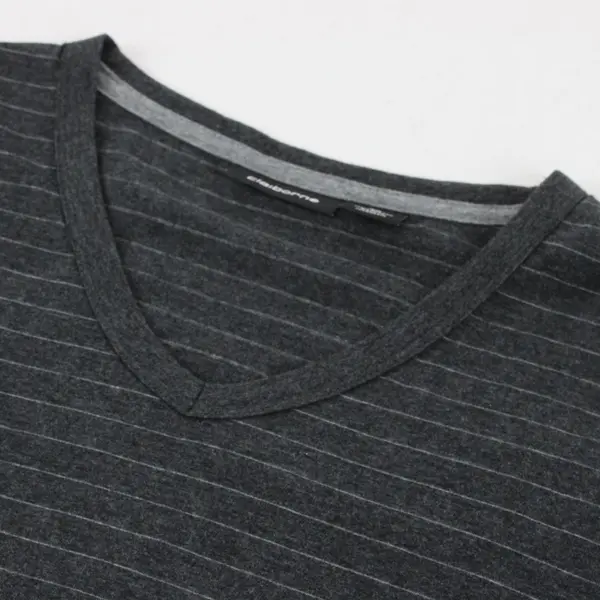 Claiborne Charcoal Gray Striped V-Neck Short Sleeve T-Shirt Men's Size XL