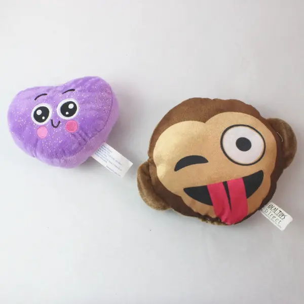 Lot of 2 Plush Pillows Funny Pur Heart - 310642A Ideal Toys Monkey Face
