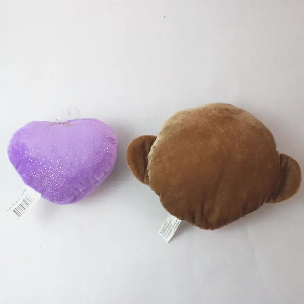 Lot of 2 Plush Pillows Funny Pur Heart - 310642A Ideal Toys Monkey Face