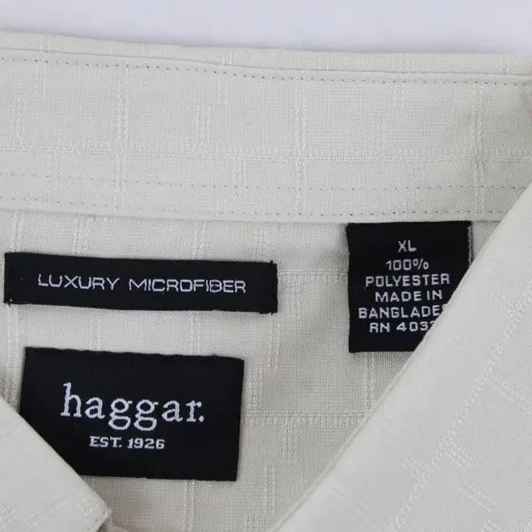Haggar Beige Short-Sleeved Button-Up Shirt Men's XL