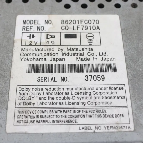 OEM Subaru 2-Piece Radio CD Cassette H6240LS001 CX-DF1910F 86201FC070