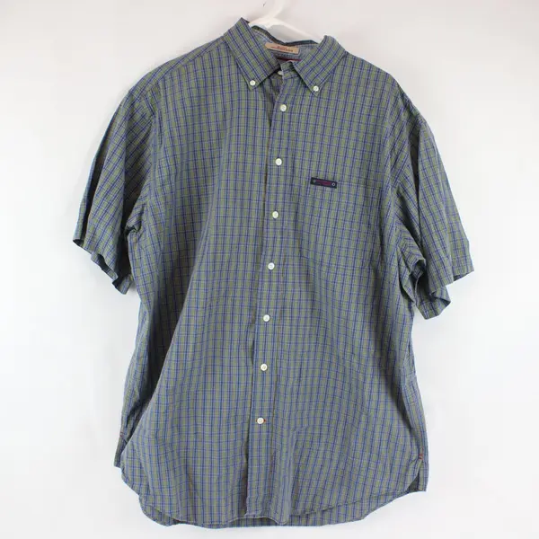 Daniel Cremieux Blue Green Red Plaid Short-Sleeved Button-Down Men's Large