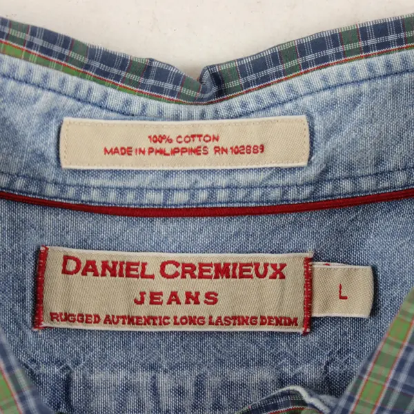 Daniel Cremieux Blue Green Red Plaid Short-Sleeved Button-Down Men's Large