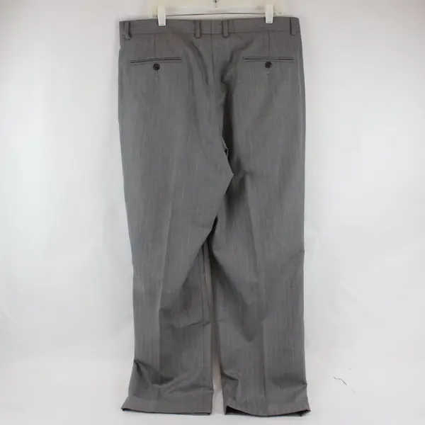 Claiborne Gray Striped Single-Pleat Tapered Dress Pants Men's 38x32