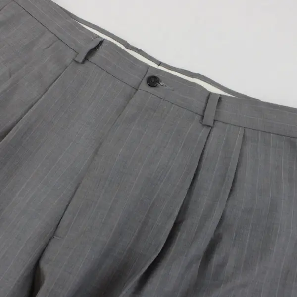 Claiborne Gray Striped Single-Pleat Tapered Dress Pants Men's 38x32