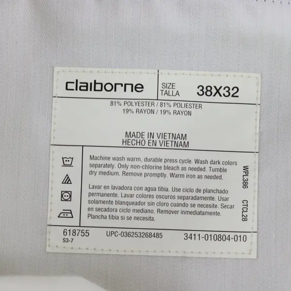 Claiborne Gray Striped Single-Pleat Tapered Dress Pants Men's 38x32