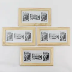 Lot of 4 PTI Light Wood Tabletop Collage Picture Frames 3 Openings