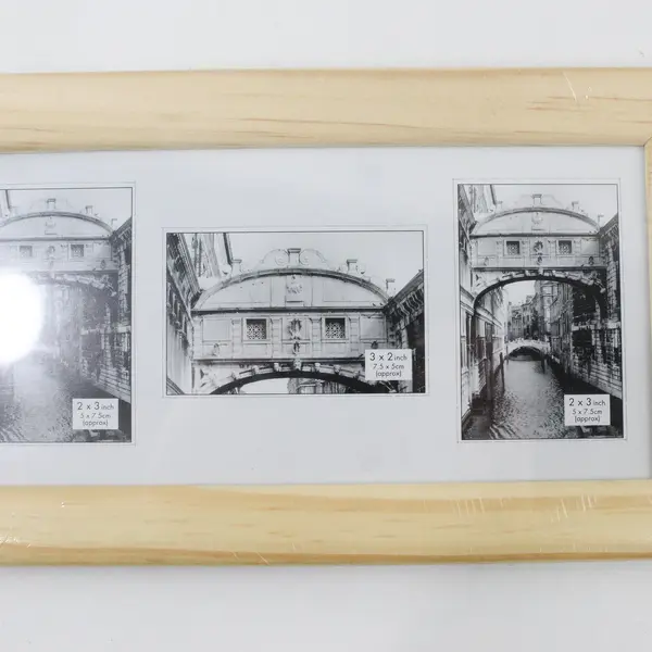 Lot of 4 PTI Light Wood Tabletop Collage Picture Frames 3 Openings