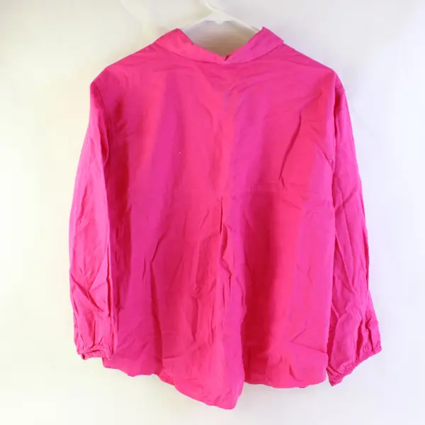 Cynthia Rowley Pink Linen Blend Balloon Sleeve Button Down Shirt Plus Size 2X 