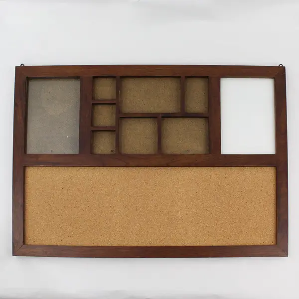Brown Wooden Combination Cork Board and Picture Frame 16"x22"
