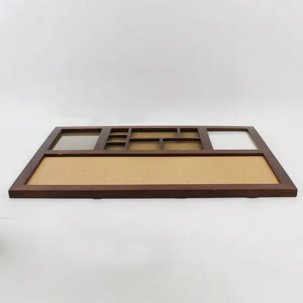 Brown Wooden Combination Cork Board and Picture Frame 16"x22"