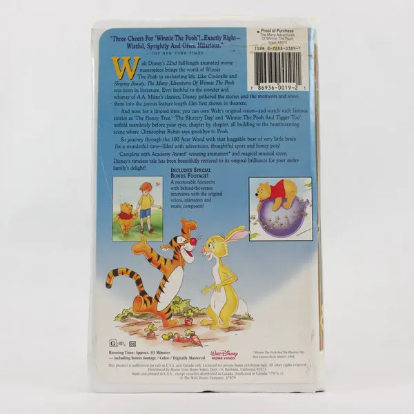 Disney 1996 Winnie the Pooh Special Commemorative Edition VHS Clamshell
