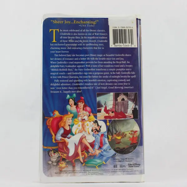 Vintage Walt Disney's Masterpiece Collection VHS Tape Cinderella Animated 1950