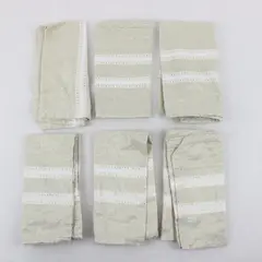 Set of 6 Cloth Napkins Beige White and Gold Embroidered 17.5”x18.5"