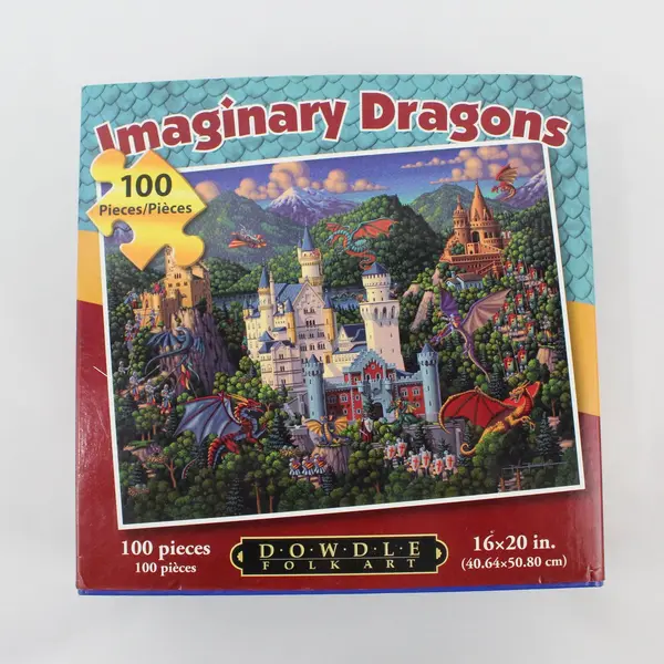 Imaginary Dragons 100-Pc. Jigsaw Puzzle 16"x20" Dowdle Folk Art Complete 2013