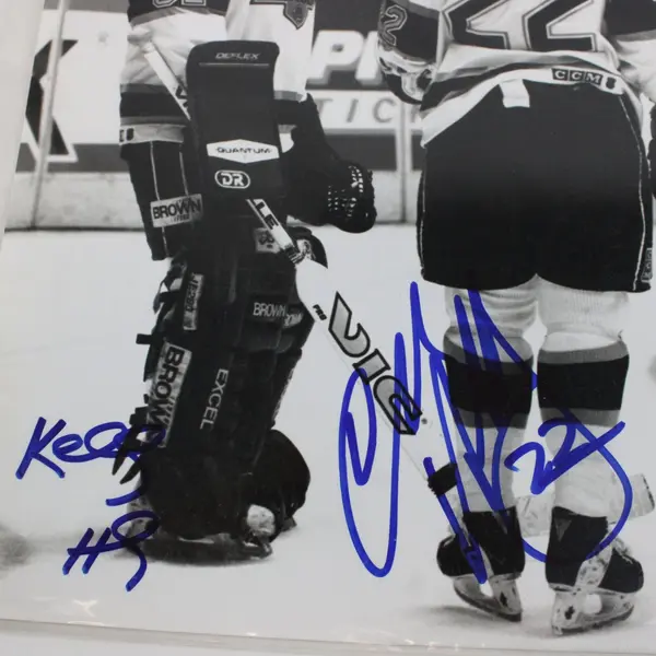 Los Angeles Kings Hockey Kelly Hrudey Charlie Huddy Signed 8X10 BW Photo