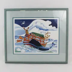 Rie Munoz The Ark in Alaska Signed 663/750 Framed Matted Print 21x24.5