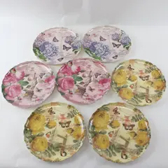 Set of 3 Floral Butterfly Melamine 8" Salad Plates