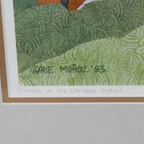 Rie Munoz Dinner At The Caribou Hotel Signed Ltd Ed Framed Matted Print