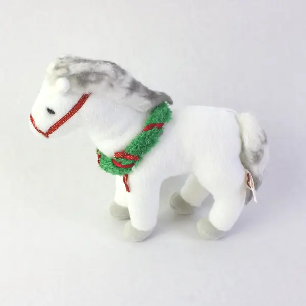 2007 Ty Beanie Babies Sleighride White Horse Stuffed Animal 6.5"
