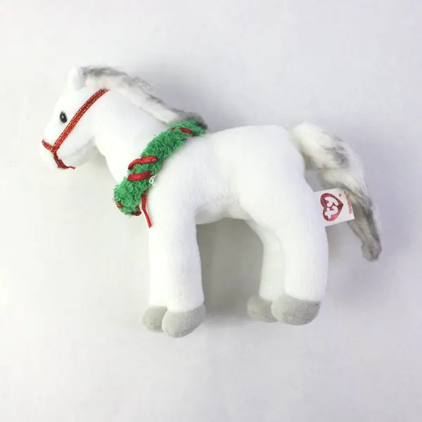 2007 Ty Beanie Babies Sleighride White Horse Stuffed Animal 6.5"